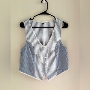 American Eagle Outfitters Blue and White Striped Tank Top